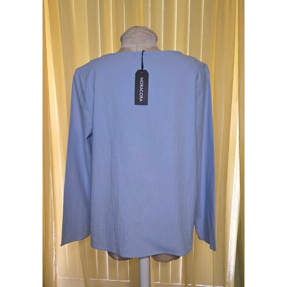 Noracora Blue Cotton Top with Daisies and Buttons Long Sleeve Top Size XL NWT - Picture 3 of 6